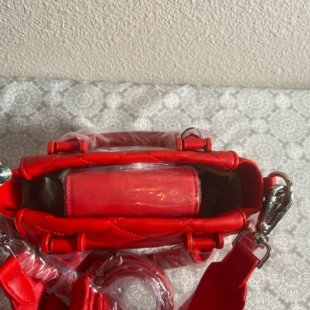 Steve Madden~NWT~Candy Apple Red~Quilted~Faux Leather~Satchel/Crossbody Set - Picture 9 of 13